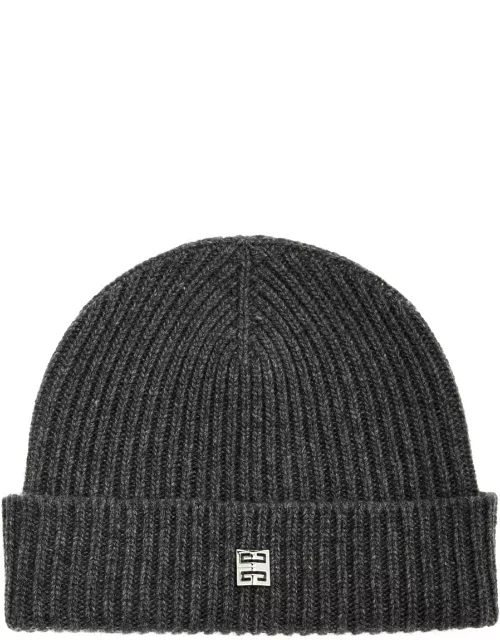 Givenchy Ribbed Logo Wool-blend Beanie - Grey