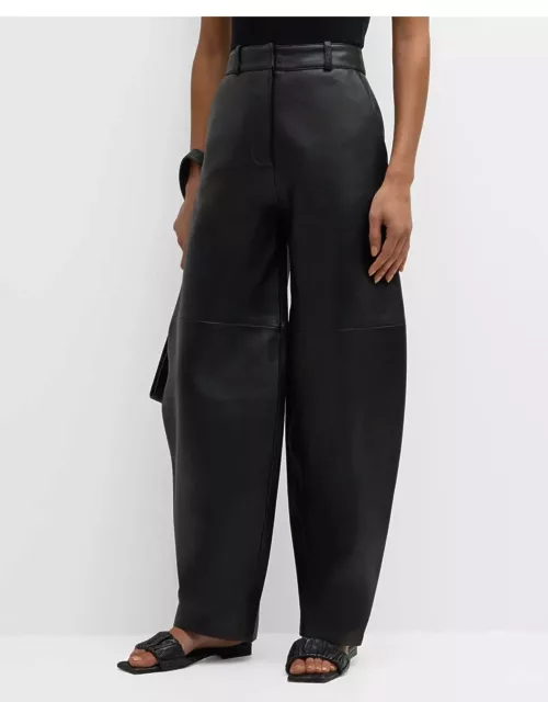 High-Rise Wide-Leg Leather Balloon Pant
