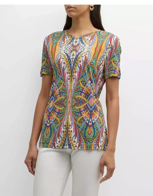 Kaleidoscope-Print Jersey Shirt-Sleeve T-Shirt