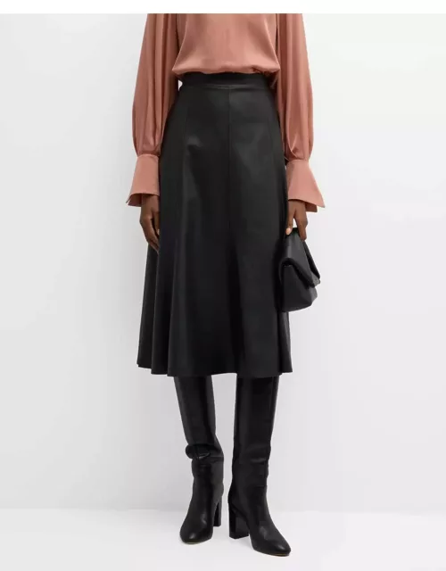 Vera A-Line Faux Leather Midi Skirt