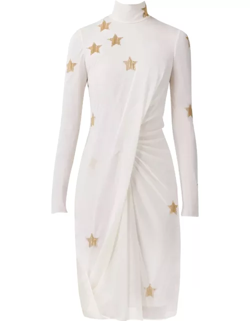 Silk viscose dress with gold star