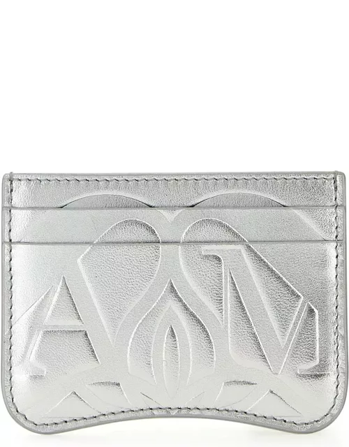 Alexander McQueen Silver Leather Card Holder