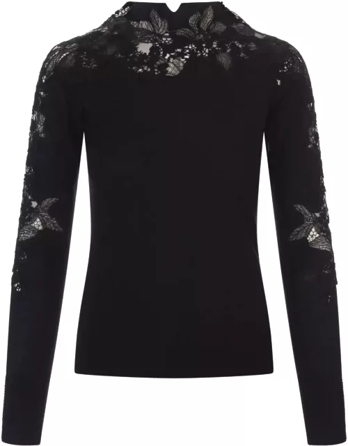 Ermanno Scervino Black Sweater With Lace