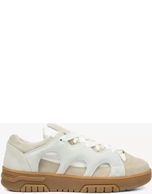 Paura Tr - Suede - New Bomber White Nylon And Beige Suede Low Sneaker