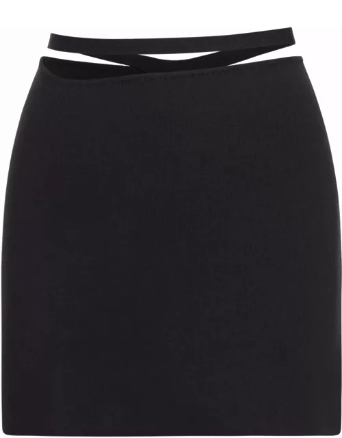 ANDREĀDAMO Stretch Knit Mini Skirt With Cut-out Be