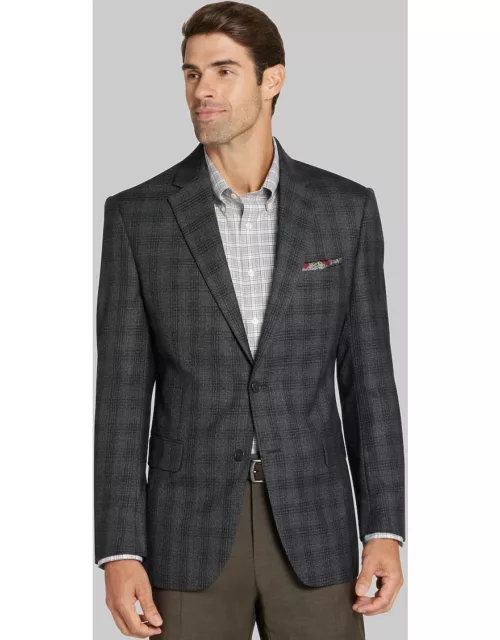 JoS. A. Bank Men's Traditional Fit Plaid Sportcoat, Dark Grey, 44 Regular