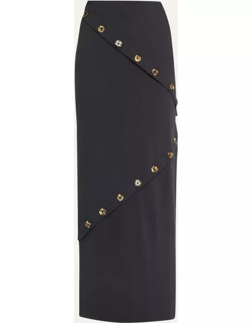 Fitted Button-Front Jersey Maxi Skirt