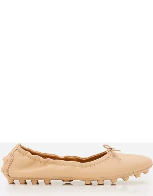 Tod's Gommino Leather Ballet Flats Beige