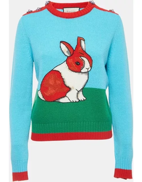Gucci Multicolor Rabbit Intarsia Wool Sweater