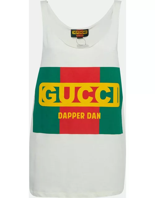 Gucci X Dan Dapper Off White Logo Printed Cotton Tank Top