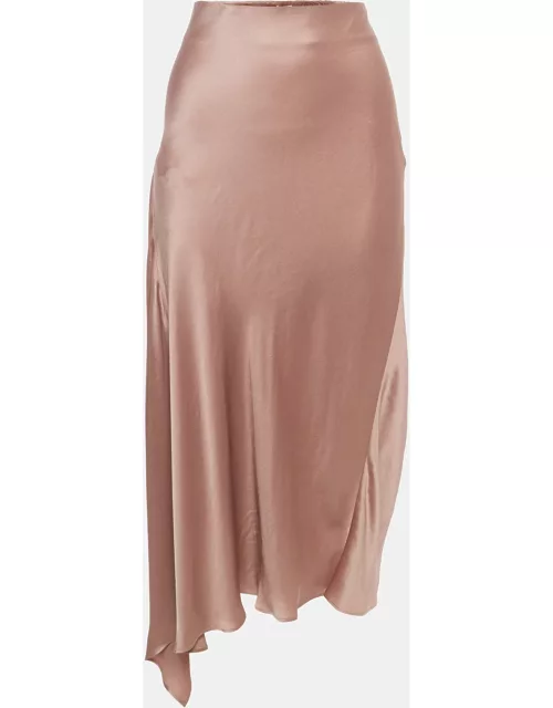 Brunello Cucinelli Pink Satin Asymmetric Midi Skirt