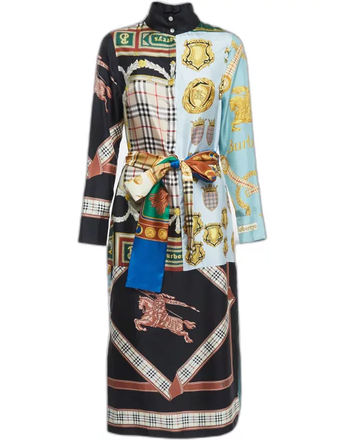 Burberry Multicolor Printed Silk Belted Shirt Dress