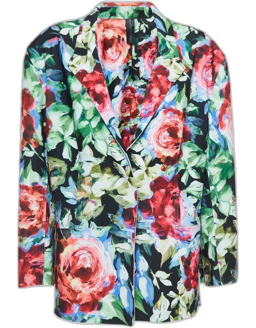 Norma Kamali Multicolor Floral Printed Jersey Blazer