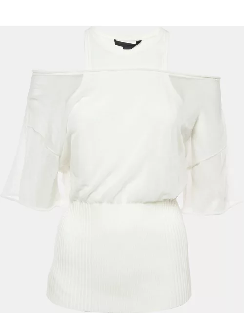Alexander Wang Off-White Cotton knit Sheer Overlay Top