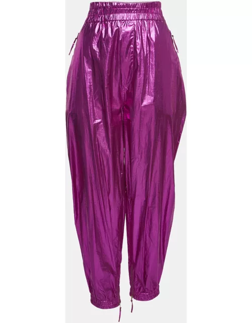 Isabel Marant Metallic Pink Cotton Carrot-Fit Galoni Trousers