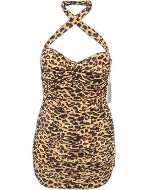 Norma Kamali Gold Leopard Print Jersey Bill Mio Swimsuit