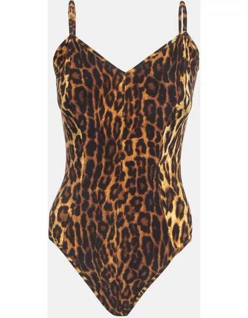 Norma Kamali Beige Leopard Print Strappy Wonderwoman Mio Swimsuit