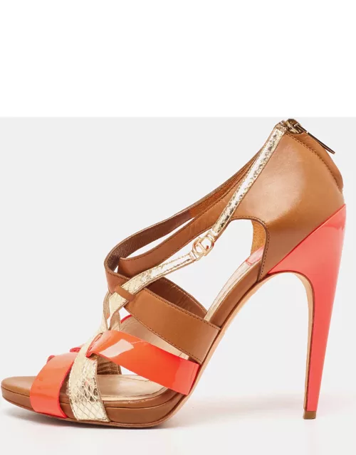 Dior Multicolor Patent Leather And Leather Strappy Sandal