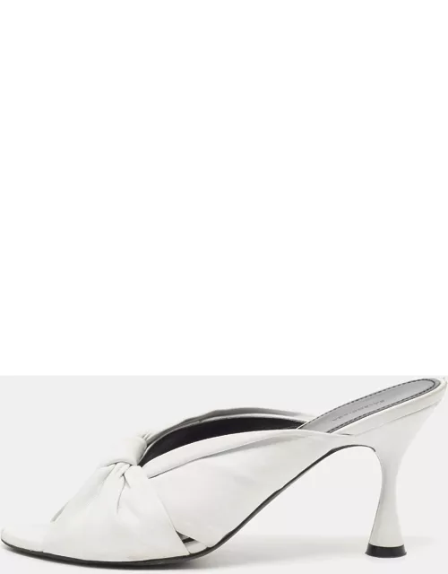 Balenciaga White Leather Knot Open Toe Slide Sandal