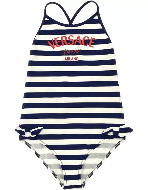 Versace One-piece Swimsuit With Logo Stripe