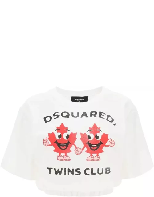 Dsquared2 Twins Club Print Cropped T-shirt