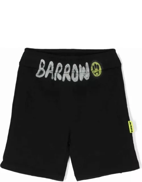Barrow Black Cotton Shorts With Logo