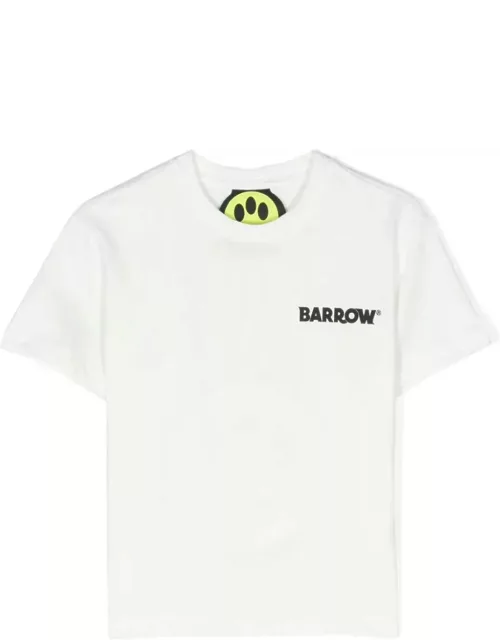 Barrow White T-shirt With Front And Back Logo