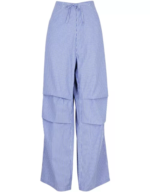 Darkpark Daisy Striped Wide-leg Cotton Trousers - Blue - 38 (UK6 / XS)