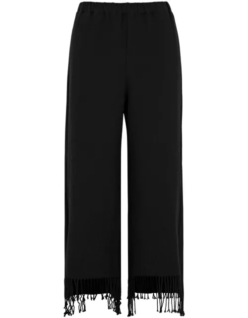 BY Malene Birger Mirabellas Fringed Cotton-blend Trousers - Black - 40 (UK12 / M)