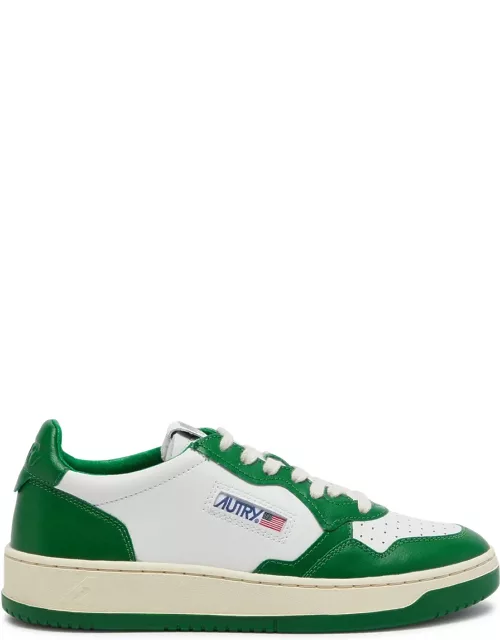 Autry Medalist Leather Sneakers - Green - 37 (IT37 / UK4), Autry Sneaker, Lace up Front - 37 (IT37 / UK4)