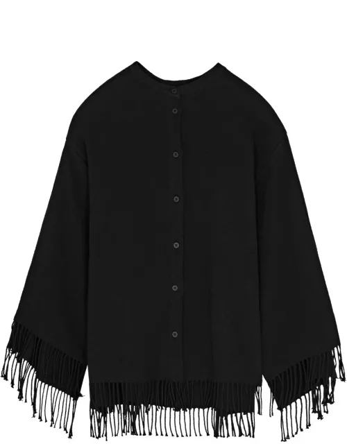 BY Malene Birger Ahlicia Fringed Cotton-blend Shirt - Black - 36 (UK8 / S)