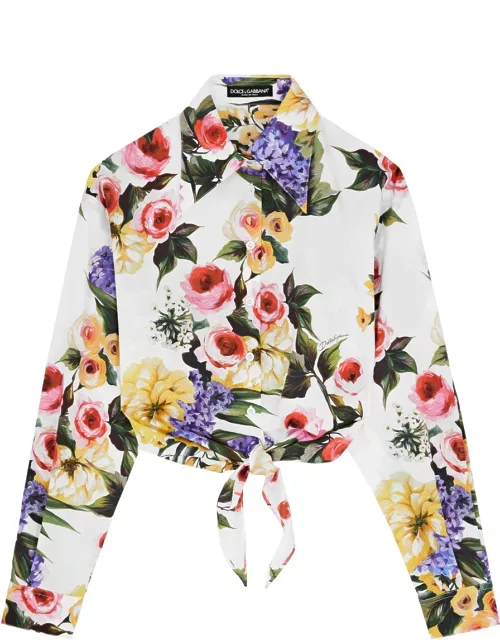 Dolce & Gabbana Floral-print Cropped Cotton-poplin Shirt - Multicoloured - 44 (UK12 / M)