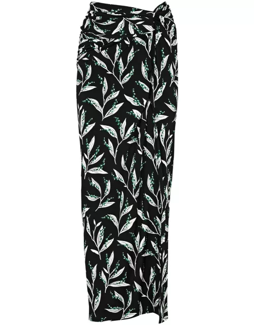 Rabanne Floral-print Stretch-jersey Maxi Skirt - Black - 40 (UK12 / M)