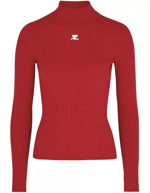 Courrèges Logo Ribbed-knit Jumper - Red - M (UK12 / M)