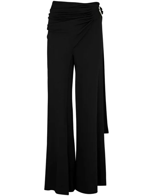 Rabanne Wrap-effect Wide-leg Trousers - Black - 34 (UK6 / XS)