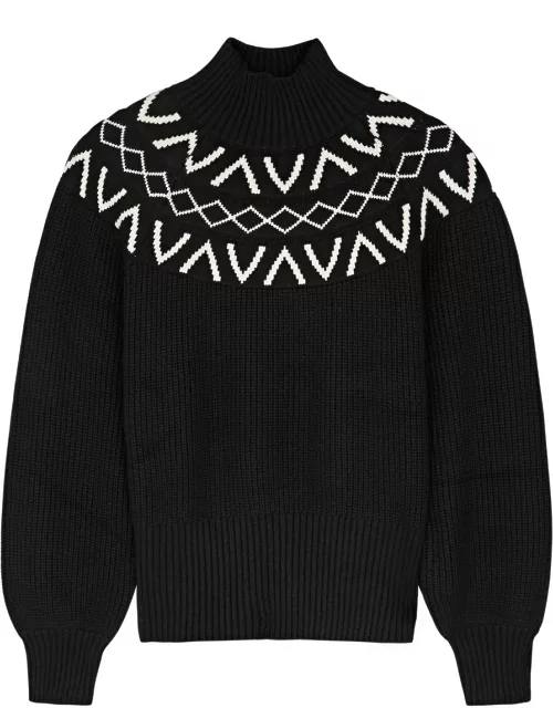 Varley Marcie Fair-Isle Ribbed-knit Jumper - Black - L (UK14 / L)
