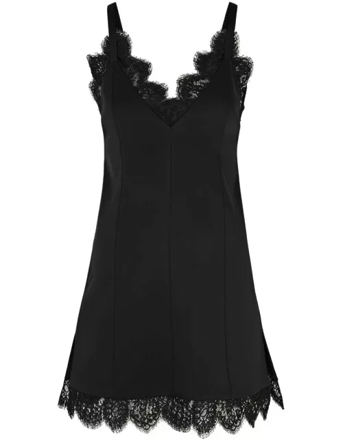 Khaite Bo Lace-trimmed Satin-crepe Mini Dress - Black - 8 (UK12 / M)