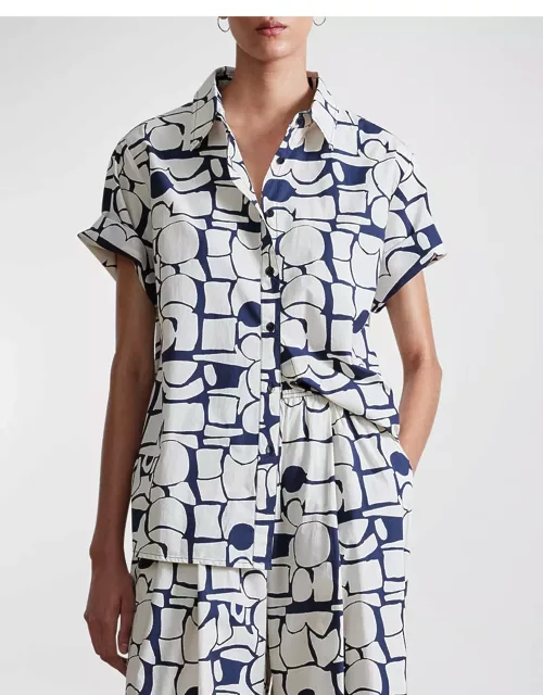 Albers Printed Button-Front Top