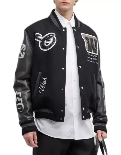 Men's Crystal Multi-Patch Varsity Jacket