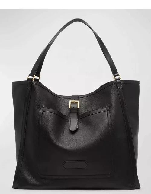 Men's Grained Leather Tote Bag