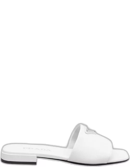 Calfskin Logo Flat Slide Sandal