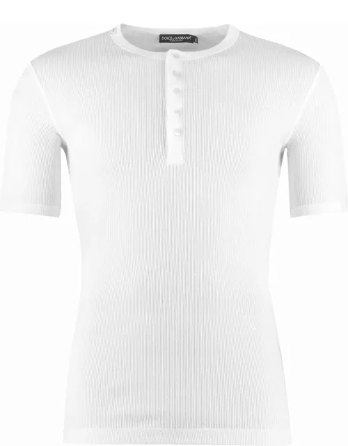 Dolce & Gabbana Ribbed Cotton Crew-neck T-shirt