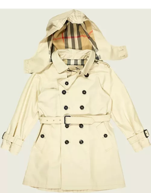 Burberry Classic Beige Cotton Trench Coat With Check Interior With Detachable Hood