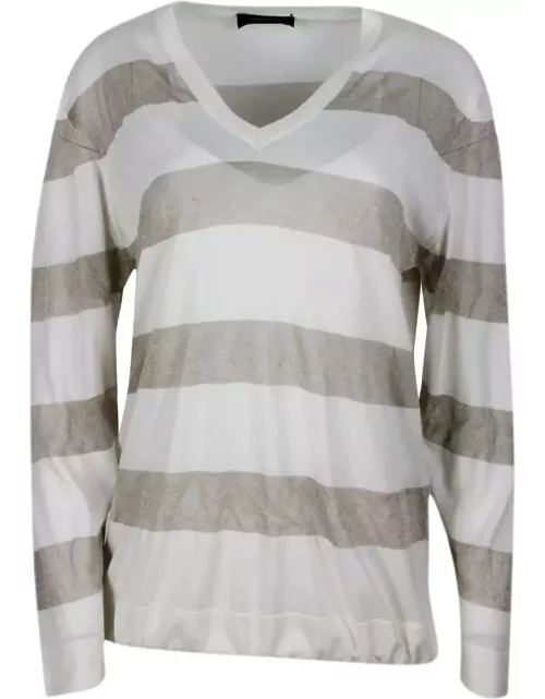 Fabiana Filippi Long-sleeved Silk And Cotton V-neck Sweater