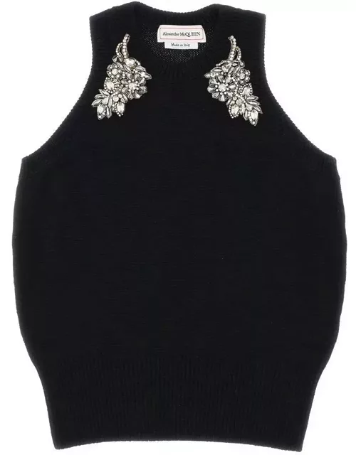 Alexander McQueen Embellished Ribbed-knit Tank Top