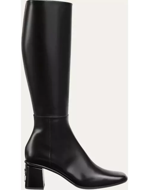 Onyx Leather Knee Boot