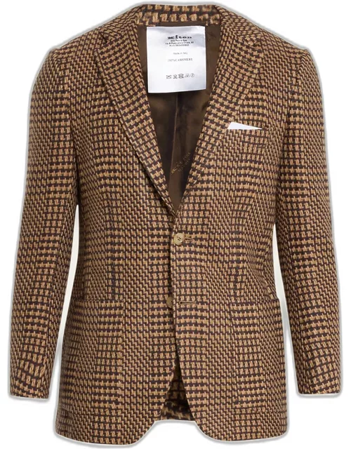 Men's Knitted Cashmere Plaid Sport Coat