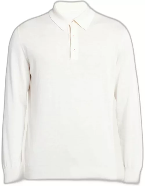 Men's Silk-Cashmere Blend Polo Sweater