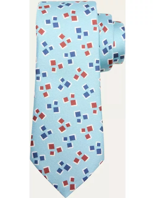 Men's Silk Mini Square-Print Tie