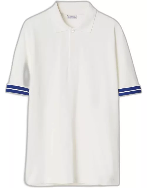 Men's Pique Contrast-Cuff Polo Shirt